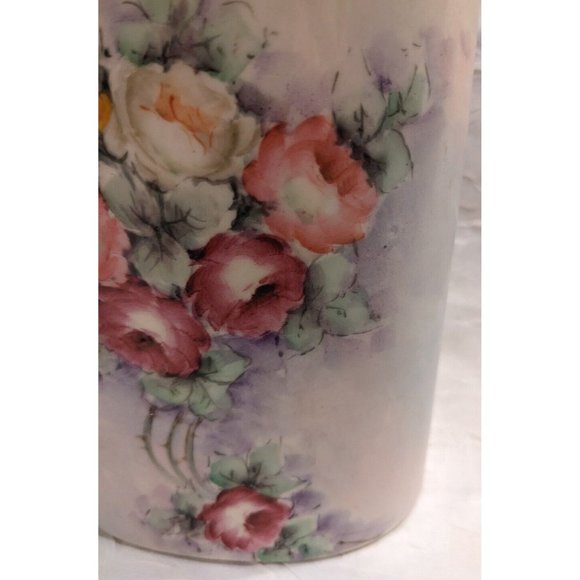 Vtg Kleine Co Vase Art Pottery Roses Handpainted Signed M. H. Davis Floral Gold - Picture 15 of 16